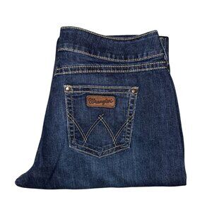 Wrangler Bootcut Juniors Womens Plus Size Jeans 13 14 33 Dark Wash Pockets Logo